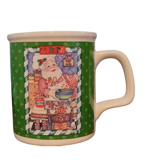 Enesco Chris Davenport Coffee Cup Christmas 1990 Korea Santa Baking - Picture 4 of 7